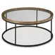 Noraluna Medium Brown and Black Round Glass Top Cocktail Table