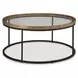 Noraluna Medium Brown and Black Round Glass Top Cocktail Table