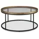 Noraluna Medium Brown and Black Round Glass Top Cocktail Table