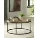 Noraluna Medium Brown and Black Round Glass Top Cocktail Table