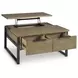Montia Light Brown and Gunmetal Gray Square Lift Top Occasional Table Set