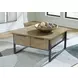 Montia Light Brown and Gunmetal Gray Square Lift Top Occasional Table Set