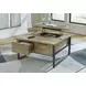 Montia Light Brown and Gunmetal Gray Square Lift Top Occasional Table Set