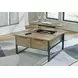 Montia Light Brown and Gunmetal Gray Square Lift Top Occasional Table Set