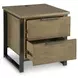 Montia Light Brown and Gunmetal Gray Rectangular End Table with USB Charging