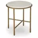Alben Antique Gold and White Round Marble Top End Table