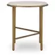 Alben Antique Gold and White Round Marble Top End Table