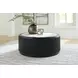 Grayman Matte Black and White Round Marble Top Cocktail Table