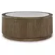 Hadonna Light Brown and White Round Marble Top Cocktail Table