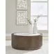 Hadonna Light Brown and White Round Marble Top Cocktail Table