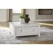 Robbinsdale Antique White Square Lift Top Cocktail Table