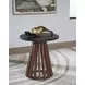 Kallari Warm Brown and Black Round End Table