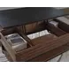 Kallari Warm Brown and Black Rectangular Lift Top Cocktail Table