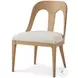 Essence Blonde And Marshmallow Performance Fabric Slat Back Dining Side Chair