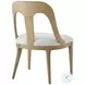 Essence Blonde And Marshmallow Performance Fabric Slat Back Dining Side Chair
