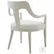Essence Opal And Marshmallow Performance Fabric Slat Back Dining Arm Chair