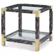 Arakan Calico and Gold Square Glass Top Occasional Table Set
