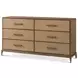 Coastal Tobacco 6 Drawer Townsend Dresser with Wallpaper
