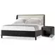 Repose Charcoal Oak Upholstered Low Profile Panel Bedroom Set without Trim