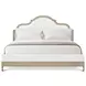 Willow Creek White and Riverwash Oak Upholstered Willowmere King Panel Bed