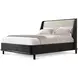 Repose Charcoal Oak and Beige Leather California King Upholstered Panel Bed