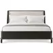 Repose Charcoal Oak and Beige Leather California King Upholstered Panel Bed