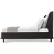 Repose Charcoal Oak and Beige Leather California King Upholstered Panel Bed