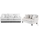 Hogan Cotton Off White Performance Fabric Living Room Set with Round Arm