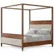 Nova Beige and Dusk Performance Fabric Upholstered King Canopy Bed
