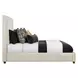 Kimberly Mystical Linen and Dark Brown King Upholstered Panel Bed