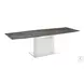 Olivia Dark Brown Marbled Porcelain Top And White Motorized Extendable Dining Table