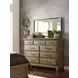 Heritage Timber Sandstone 9 Drawer Westwood Bureau with Rectangular Mirror