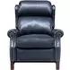 Thornfield Shoreham Blue Leather Push Thru The Arms Recliner with Nailhead Trim