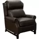 Thornfield Ashford Walnut Leather Push Thru The Arms Recliner with Nailhead Trim