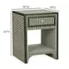 Kora Green Stripes 1 Drawer Open Nightstand