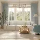 Mindy Cream Chenille Basketweave Modular 116" Sofa
