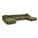 Calliope Olive Green Performance Velvet 6 Piece Modular U Sectional with Pillow