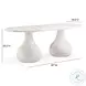 Smooch White Faux Marble Print Outdoor Oval Dining Room Set