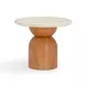 Cynthia Brown and Travertine Round Concrete Stone Top Outdoor Side Table