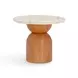 Cynthia Brown and Travertine Round Concrete Stone Top Outdoor Side Table
