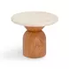 Cynthia Brown and Travertine Round Concrete Stone Top Outdoor Side Table