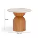Cynthia Brown and Travertine Round Concrete Stone Top Outdoor Side Table