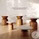 Cynthia Brown and Travertine Round Concrete Stone Top Outdoor Side Table