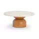 Cynthia Brown and Travertine Round Concrete Stone Top Outdoor Occassional Table Set