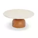 Cynthia Brown and Travertine Round Concrete Stone Top Outdoor Coffee Table