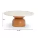 Cynthia Brown and Travertine Round Concrete Stone Top Outdoor Coffee Table