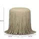 Shag Me Distressed Tan Upholstered Round Ottoman