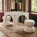 Tomlin Cream Performance Fabric 35" Square Game Table and Round Ottoman Set of 2