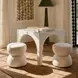 Tomlin Cream Performance Fabric 35" Square Game Table and Round Ottoman Set of 2