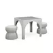 Tomlin Cream Performance Fabric 35" Square Game Table and Round Ottoman Set of 2